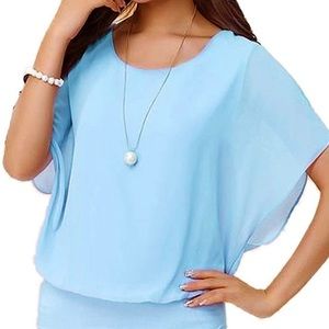VIISHOW Women's Loose Casual Short Sleeve Chiffon Top T-Shirt Blouse